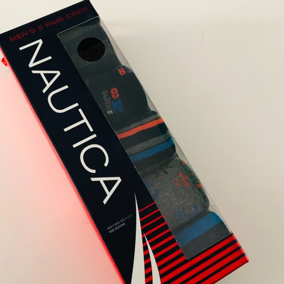 NAUTICA 5 Pair Men's Crew Socks NIB - Picture 1 of 4
